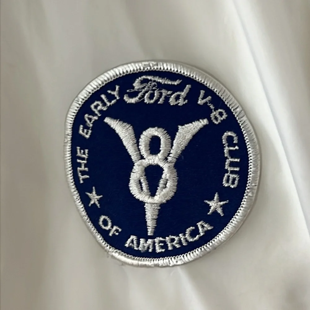 VINTAGE‎ Haband! Ford Automotive V8 Club Nylon Windbreaker Jacket White, Sz L